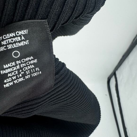 ALICE AND OLIVIA Twist Front Cutout Stretch Cotton Knit Midi Dress In Black XL - Picture 8 of 13